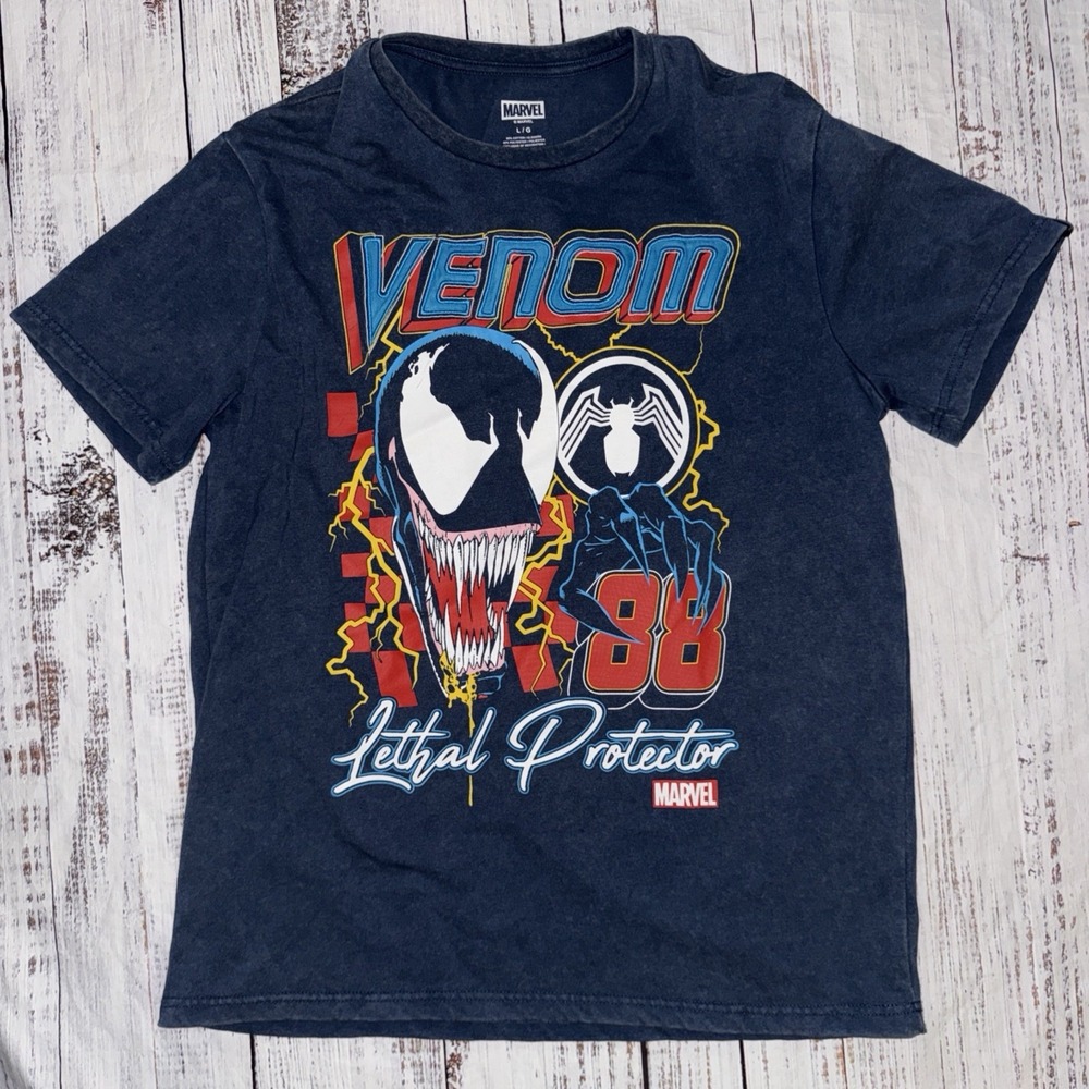 Marvel Comics Venom Embroidered Lethal Protector Mens T Shirt Size Large